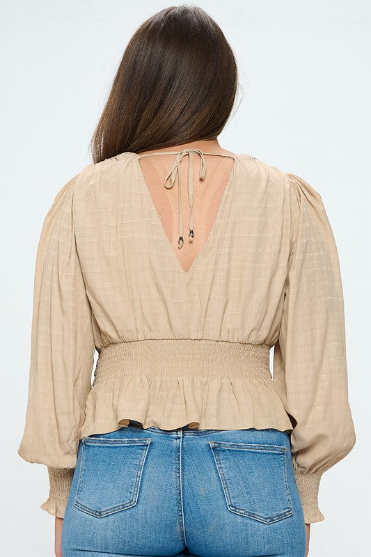 Plus Long Sleeve with Open Back Detail