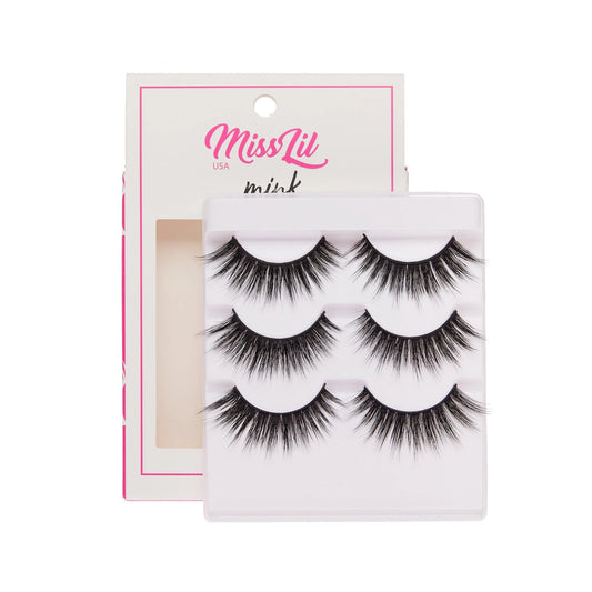 3-Pair Faux Mink Effect Eyelashes - Lash Party Collection #23